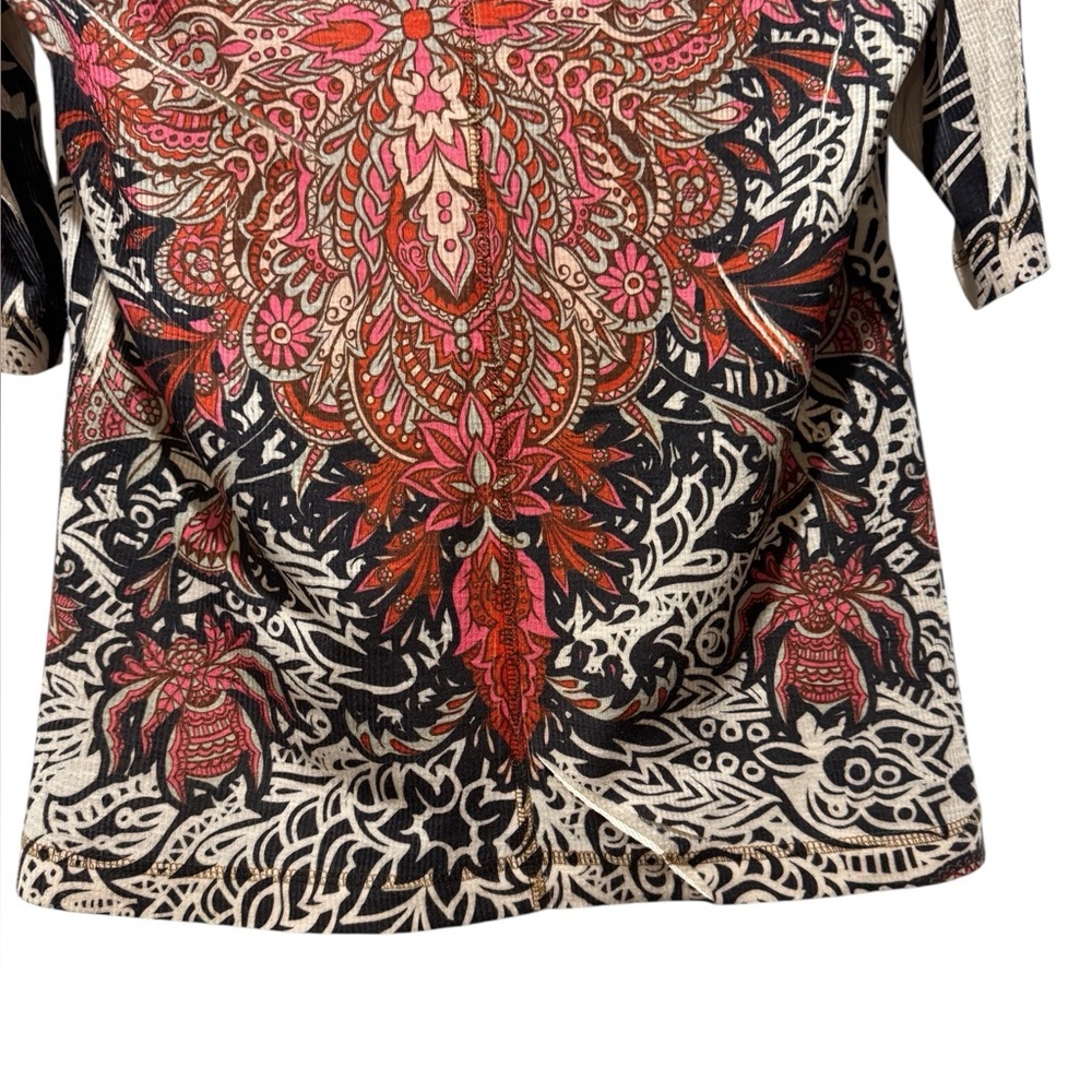 One World Bohemian Print Top With Red And Black A… - image 6